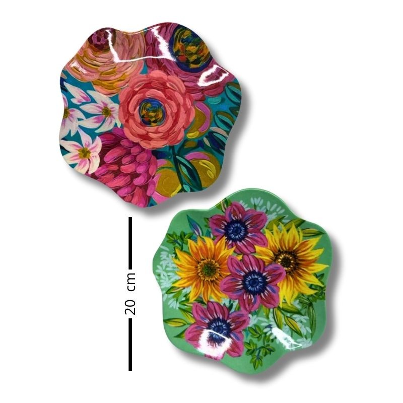 Plato Decorativo de Melamina con Motivos Florales