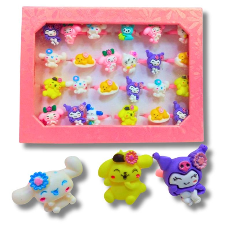 Pasteles estilo Kuromi, anillo sencillo – 24 piezas