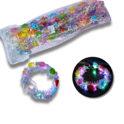 corona de flores con luz