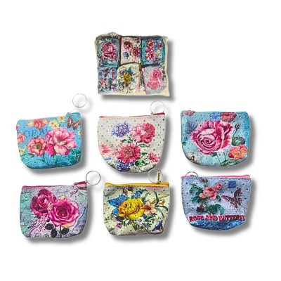 Set de 12 Monederos Rosas con Brillantitos