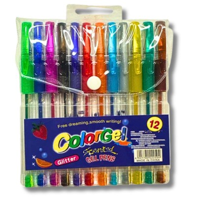 Pluma de Gel Brillante – Pack de 12 Colores