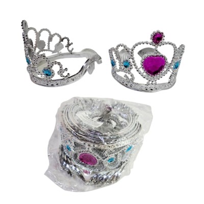 Corona princesa plata - paquete de 12 para cumpleaños y fiestas temáticas